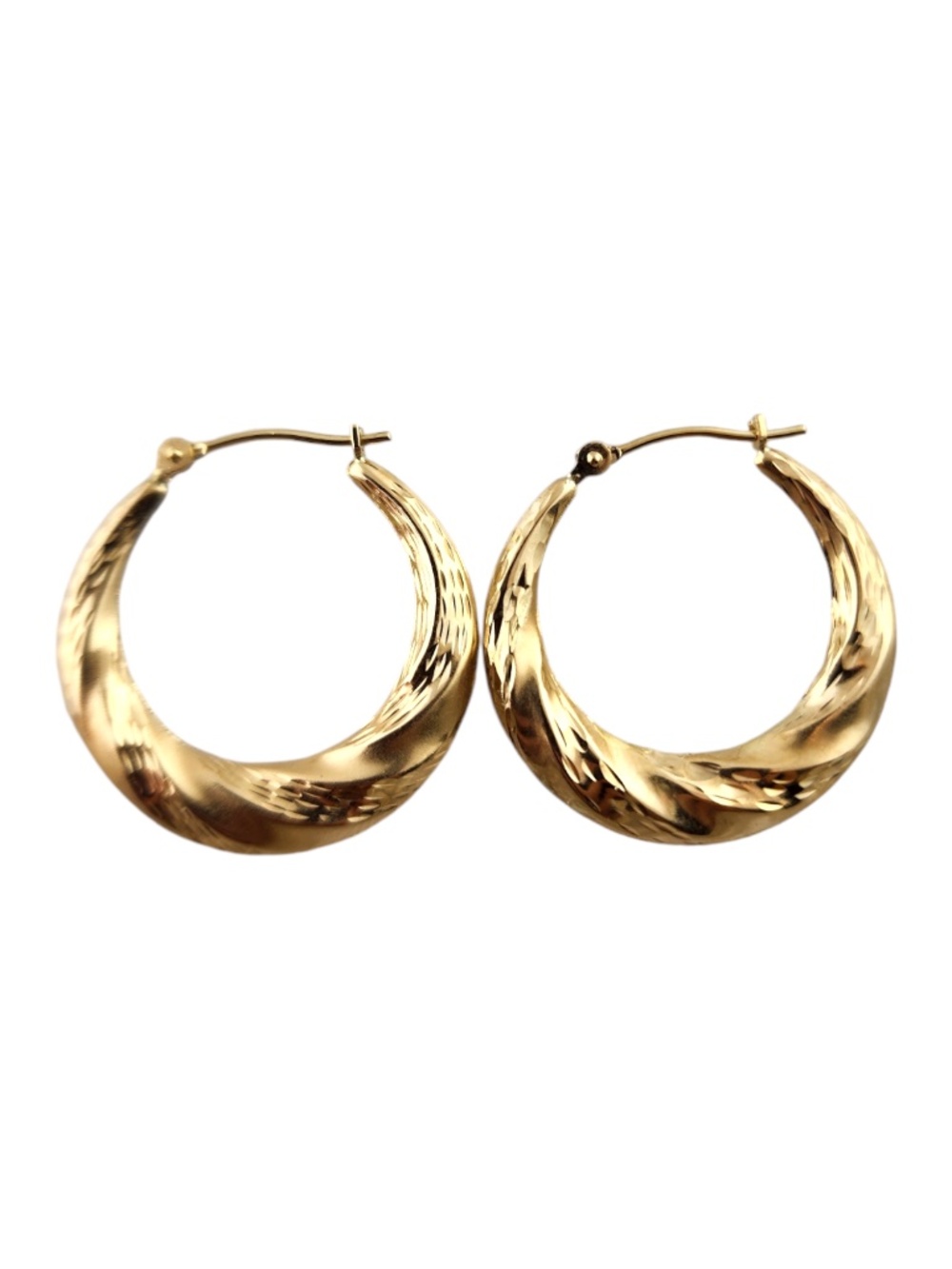 14 Karat Yellow Gold Twisted Hoop Earrings #19138